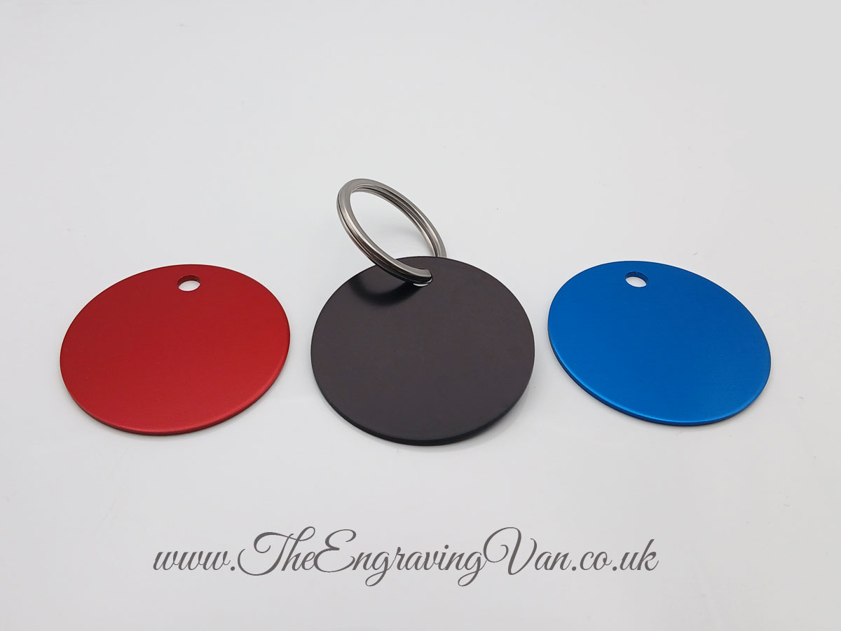 3 colours large disk Key Fobs with Split Ring The Engraving Van