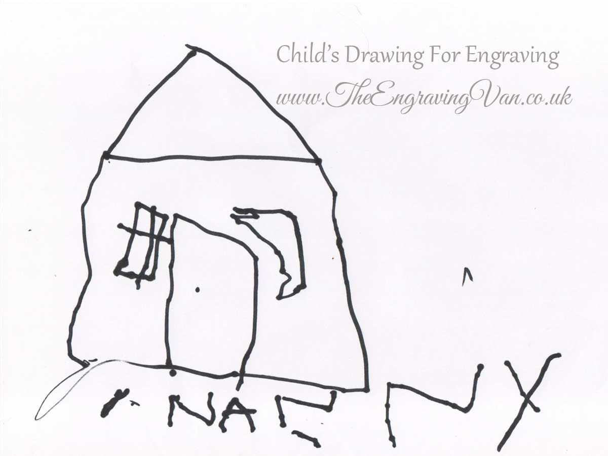 Child's House Drawing For Engraving The Engraving Van