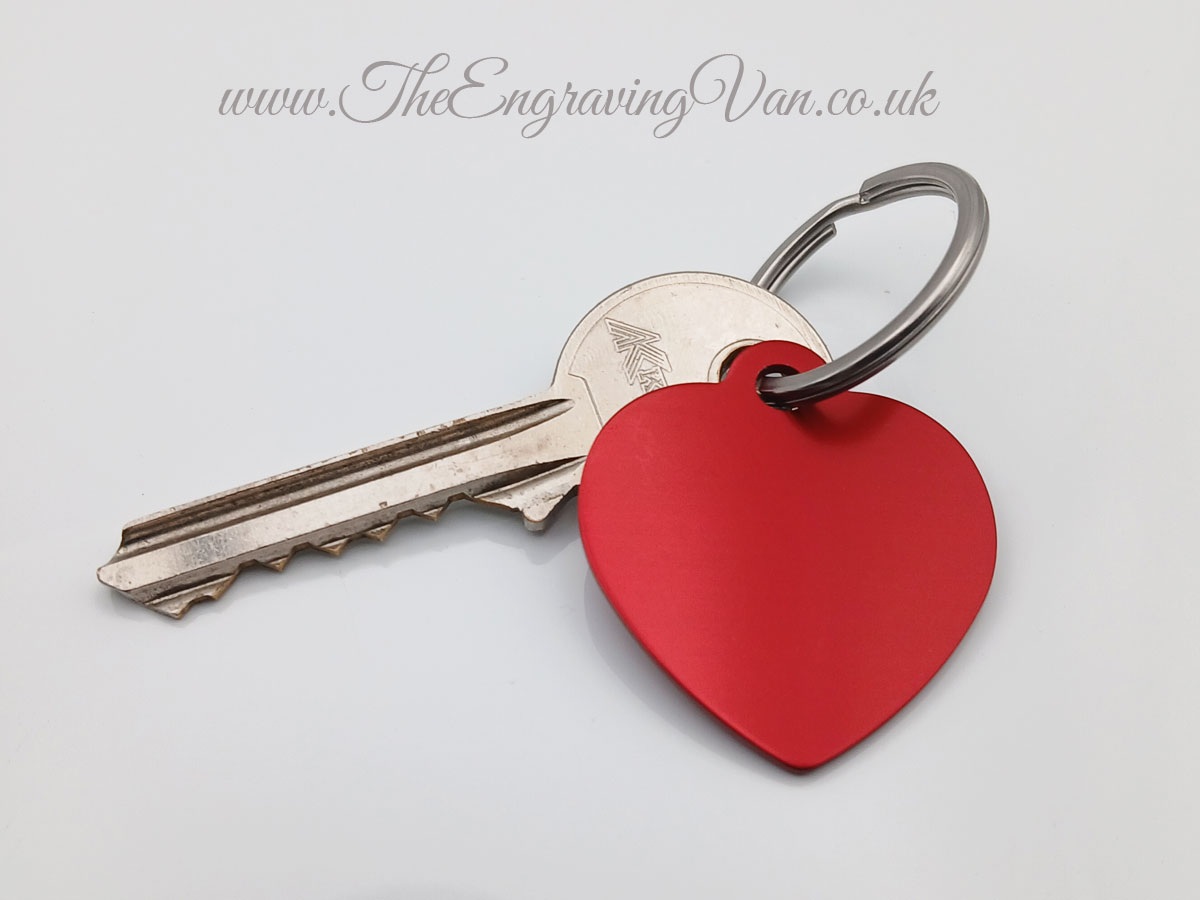 Large Red Heart Key Ring with Key The Engraving Van