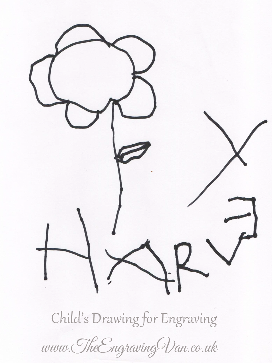 Child's Flower Drawing for Engraving The Engraving Van
