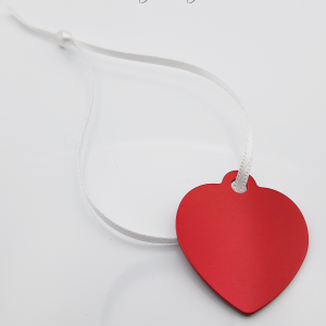Red Heart Tag on White Ribbon The Engraving Van