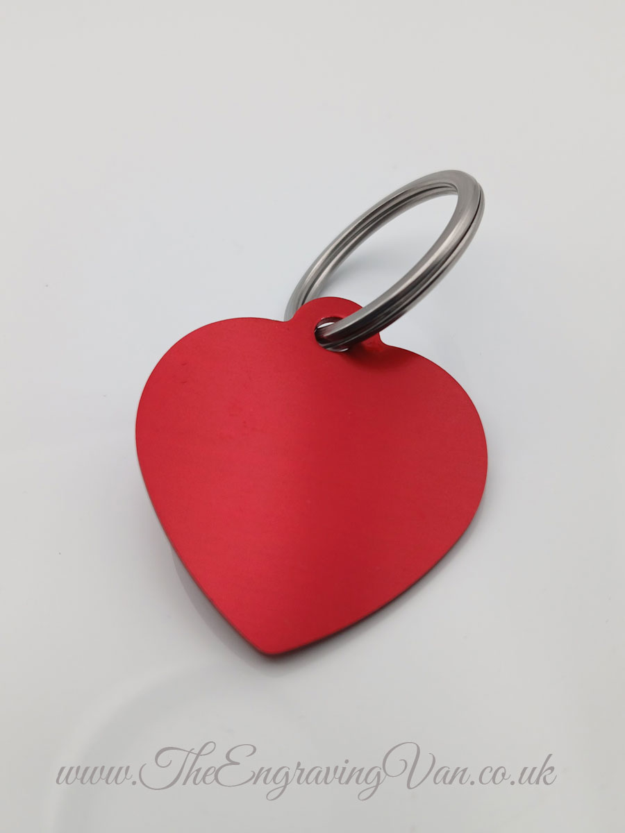 Heart Shaped Key Ring - (Large 32mm ) - Personalised Text and Font Choice, Single or Both Sides Engraved, Choice of Colours - 80-90% Recycled Aluminium. Recyclable. - Image 7