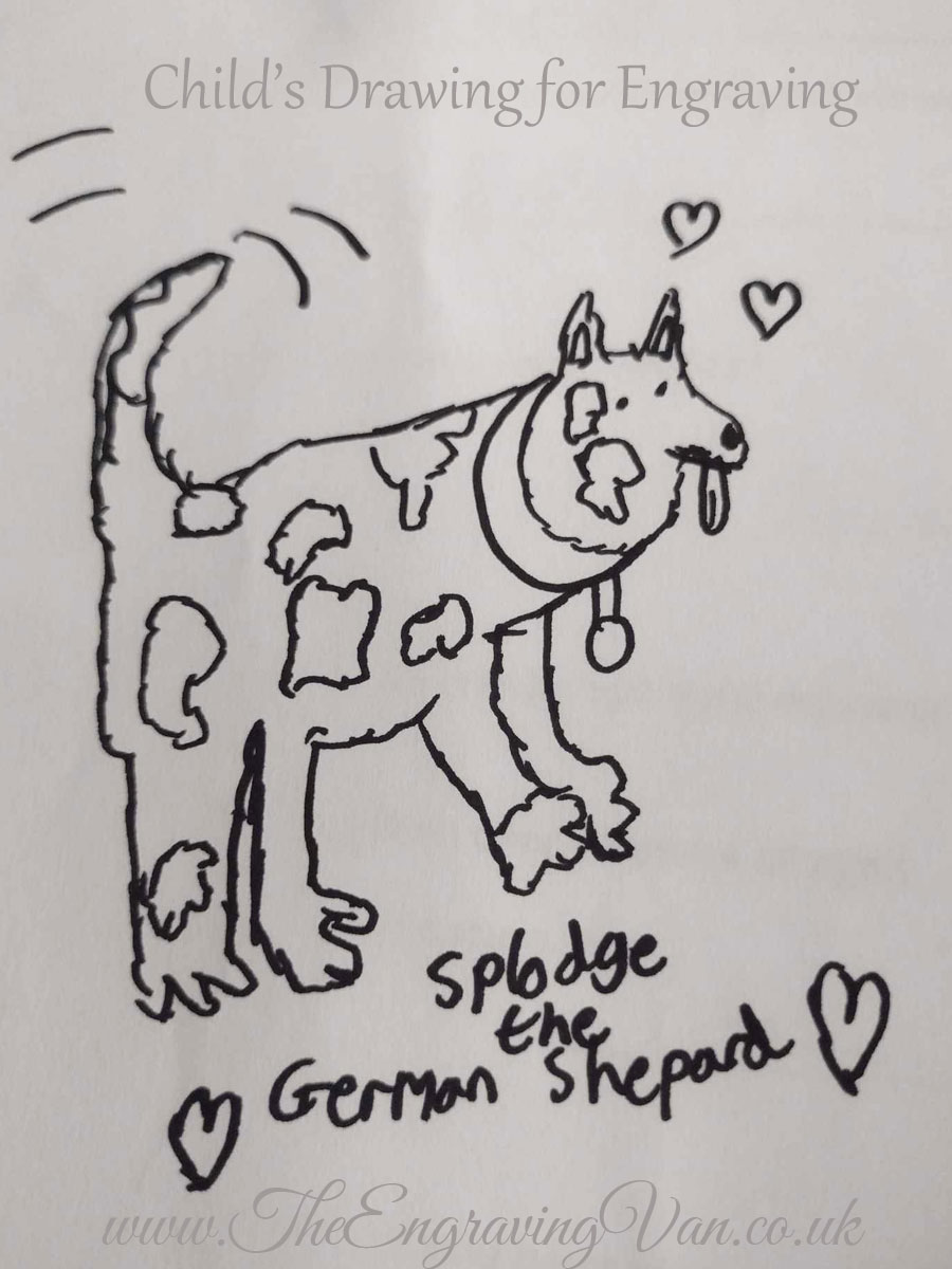 Child's Pet Drawing for Engraving The Engraving Van