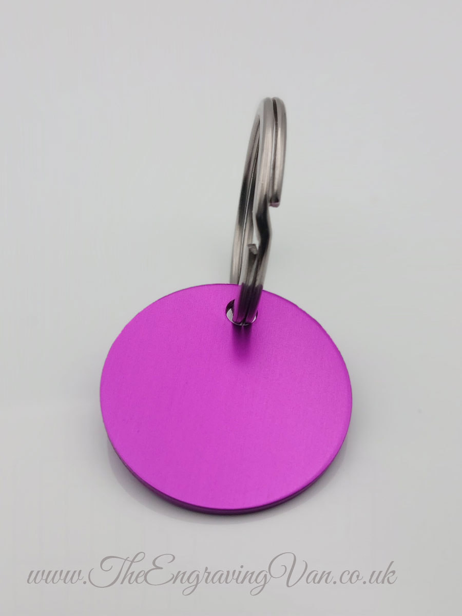 Small Purple Disk Key Ring with Split Ring The Engraving Van